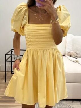 Abercrombie & Fitch Emerson poplin puff-sleeve mini dress